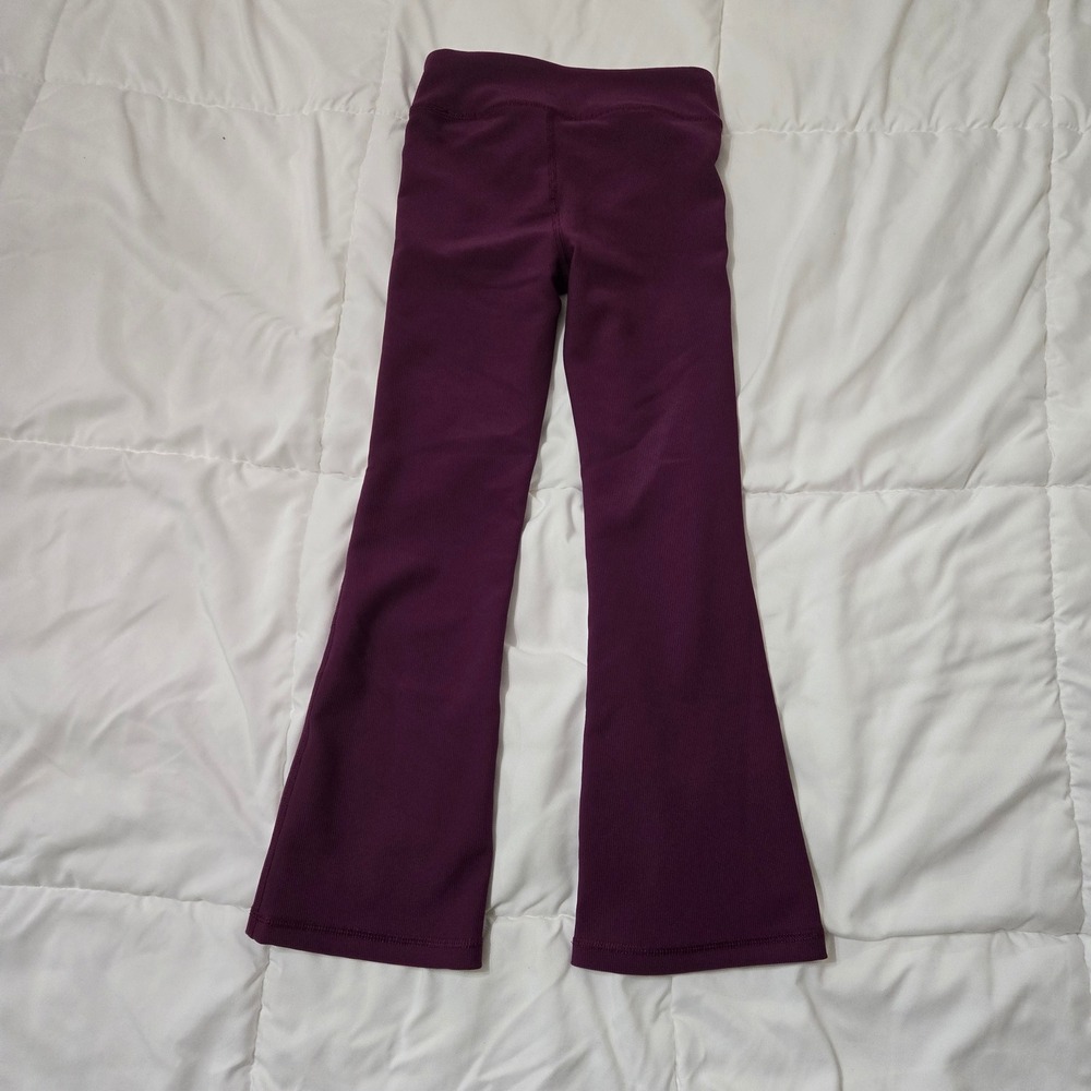 Yogalicious Girls Rib Everyday Flare Leggings Set of 2 Black Purple Size L 6X - Picture 5 of 7